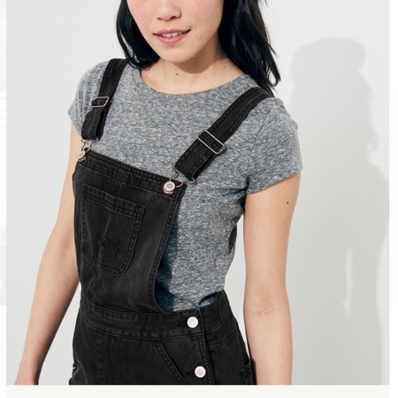 Hollister Embroidered Denim Skirt Overall Dress - Picture 4 of 8